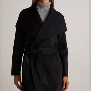 Double-Faced Merino Wool Draped Collar Wrap Coat